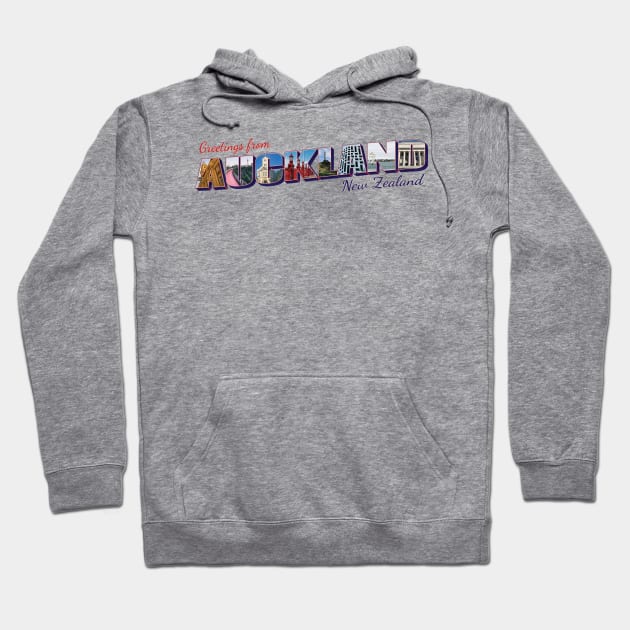 Greetings from Auckland in New Zealand Vintage style retro souvenir Hoodie by DesignerPropo